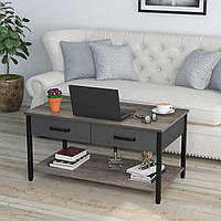 Столик лофт кавовий журнальний L-6 з шухлядами Loft Design Дуб Палена