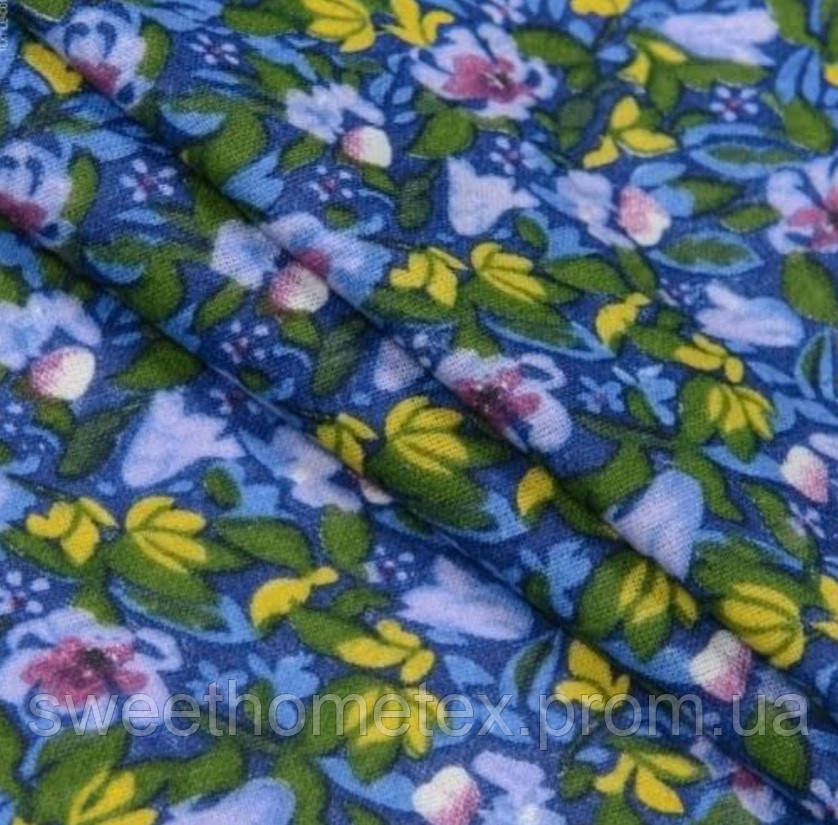 Тканина фланель байка квіти халатна для сорочок піжам