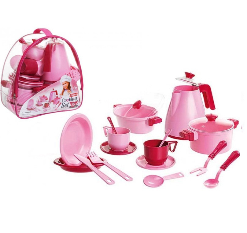 Дитячий набір посуду “Cooking Set” Рожевий (39 елементів), Юніка, 71764
