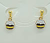 Сережки Liresmina Jewelry сережки-гвоздики цвяшки (пусети) Барило з медом емаль 2.0 см золотисті, фото 2