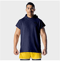Футболка чоловіча з капюшоном для тренувань "Global Gym" темно-синя