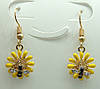 Милі жіночі золоті сережки, Жовті керамічні сережки у вигляді квітки і бджілки, Betsey Johnson, фото 3