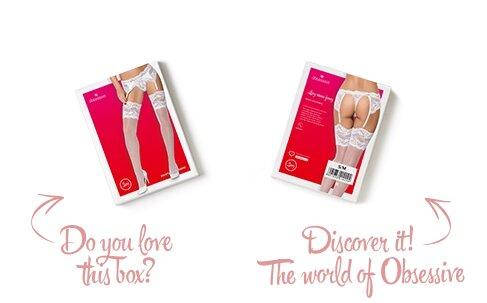 Панчохи під пояс з широким мереживом Obsessive 810-STO-2 stockings L/XL, білі, фото 3