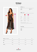 Напівпрозора довга сорочка Obsessive Estiqua chemise XS/S, чорний, асиметричний крій, фото 3