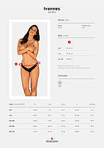 Напівпрозорі трусики з підвіскою Obsessive Ivannes panties black 2XL/3XL, чорні, фото 3