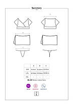 Еротичний костюм секретарки Obsessive Secretary suit 5pcs black L/XL, чорно-білий, топ, спідниця, стри, фото 4