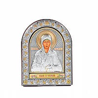Икона Матроны 12х15,5см под стеклом арочной формы в коже