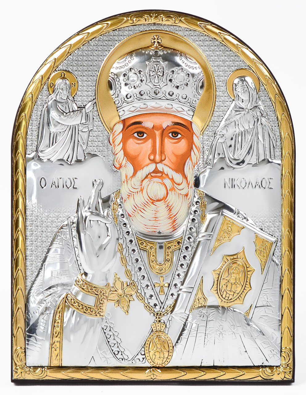 Ікона Миколай Чудотворець 16,3х21,3см аркової форми без рамки на дереві