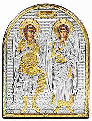 Ікона Архангел Михаїл та Гавриїл 12х15,2см аркової форми без рамки на дереві