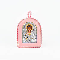 Икона Ангела Хранителя 4,5х6см на розовой подушечке