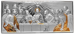 Ікона Таємна Вечеря 23х10см в срібному окладі з позолотою