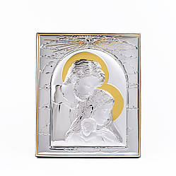 Ікона Святе Сімейство 11,3х19,1см срібна прямокутної форми на дереві без рамки