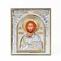 Серебряная Икона Иисус Христос Спаситель 9.3х8см прямоугольной формы без рамки