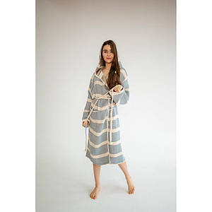 Халат Lotus Home - Milana muslin beige-lead blue S/M
