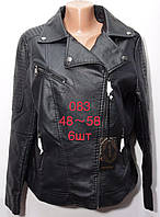 Жіноча демісезонна куртка-косуха з екошкіри розміри напівбатал 48-58, чорного кольору