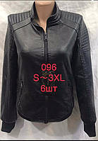 Женская демисезонная куртка из эко-кожи под резинку размеры норма 42-54,черного цвета