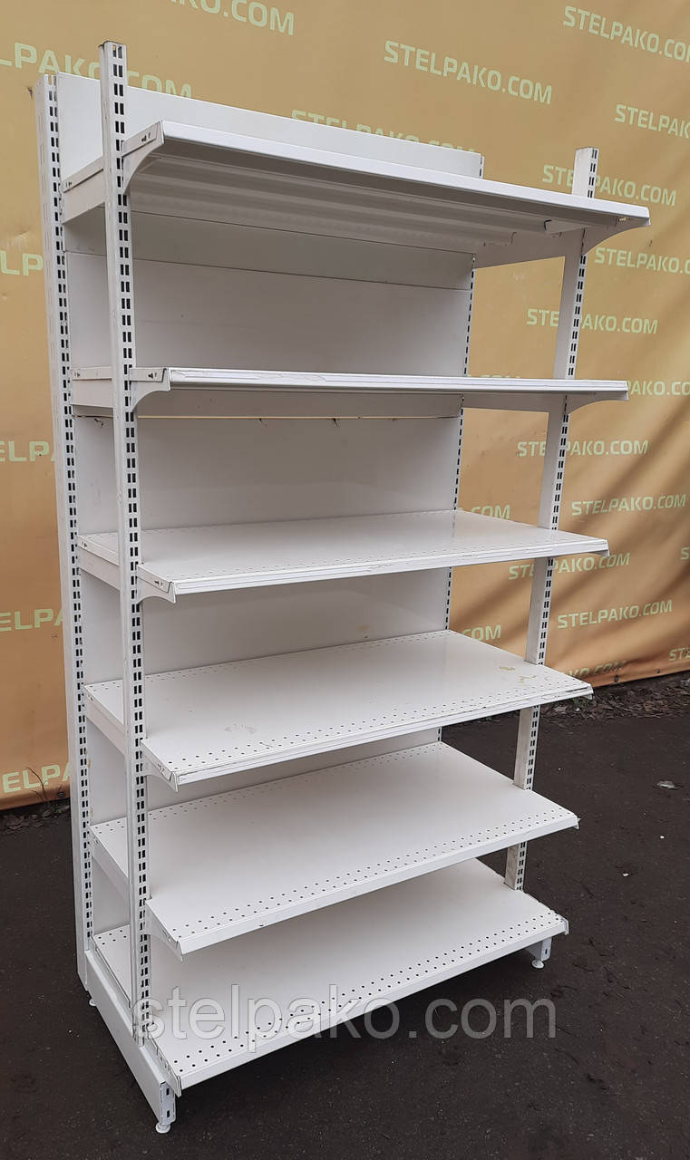 Торгові пристінні (односторонні) стелажі з підпорою «Колумб» 200х102 см., на 6 полиць, Б/у