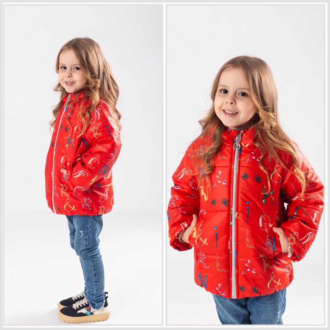 Стильна демісезонна куртка для дівчинки Аміра принт, розміри 80-110, фото 1