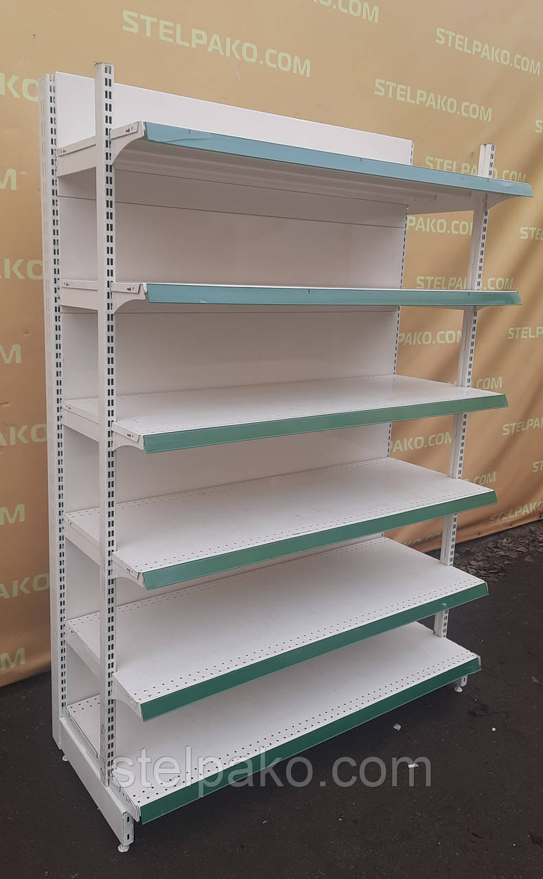 Торгові пристінні (односторонні) стелажі з підпорою "Колумб" 200х132 см., на 6 полок, Б/у, фото 1