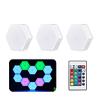 Модульний LED RGB світильник на батарейках 3 шт, шестигранний + Пульт / Різнобарвний ліхтарик-нічник, фото 10