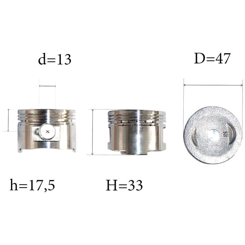 Поршень на Скутер 4 Такта, 72 Куба, в Сборе, 47 Мм, для Двигателя GY6 ...