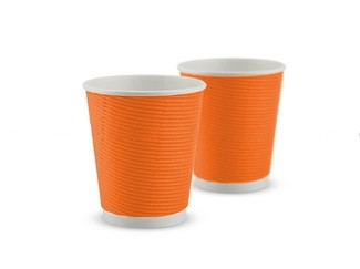 Стакан паперовий гофрований 270мл помаранчевий F-горизонт 25шт/уп