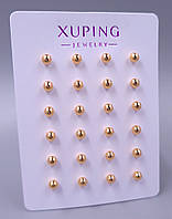 Сережки-гвоздики XР. Позолота 18К. Діаметр: 6 мм. 12 пар.