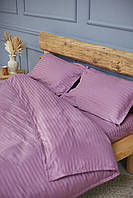 Комплект постельного белья Страйп-сатин Premium лиловый Двуспальный Евро полоска 1 см