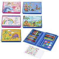 Набор для творчества в пенале MK 3133-2, карандаши, краски, мел, стразы, для детей, 42 предм., рисование