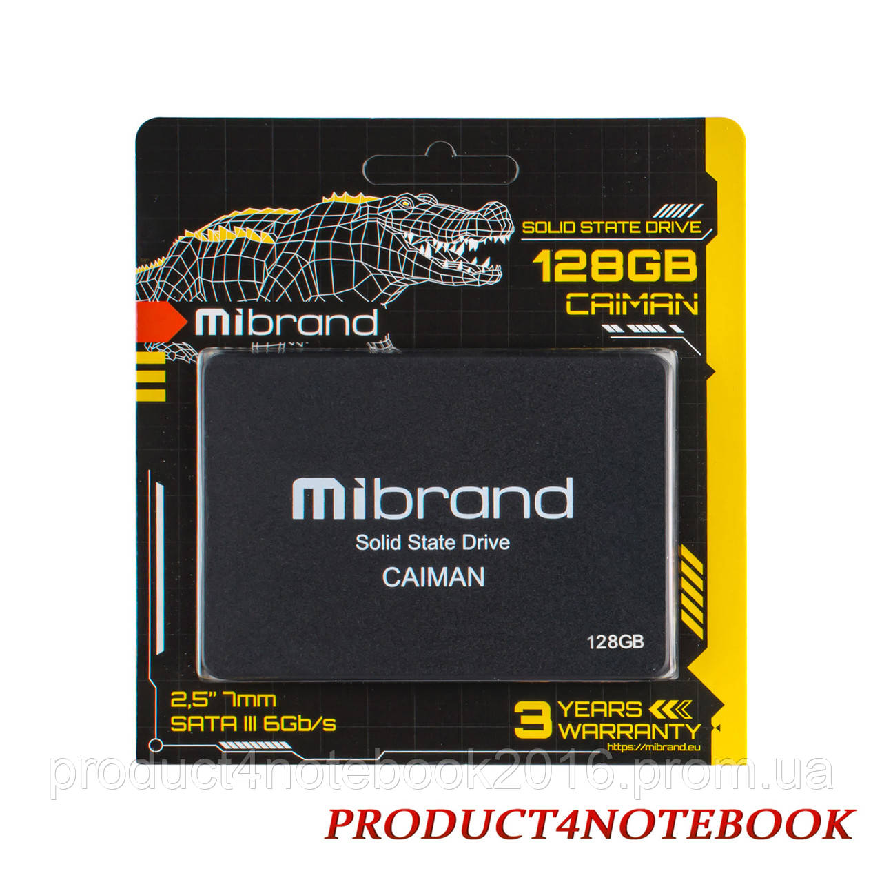 Накопичувач 2.5 SSD 128 Gb Mibrand Caiman Series, MI2.5SSD/CA128GBST, 3D TLC, SATA-III 6Gb/s, зап/шт. -