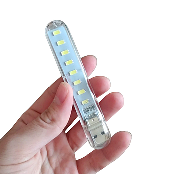 Портативний міні USB ліхтарик 500Лм, 8 LED, Біле світло / Лампочка-флешка / USB світильник від повербанка