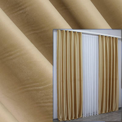 Комплект штор (2шт. 1,5х2,95м.) оксамит (бархат) однотонний. Колір золотистий. Код 1038ш 30-851