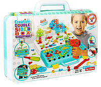 Детский конструктор мозаика с шуруповертом Creative Double Sided Box 252 детали Развивающая игра
