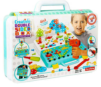 Дитячий конструктор мозаїка із шуруповертом Creative Double Sided Box 252 деталі Розвиваюча гра