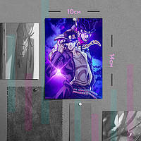 "Джотаро Куджо и Стенд Стар Платинум (Невероятные приключения ДжоДжо)" плакат (постер) размером А6 (10х14см)