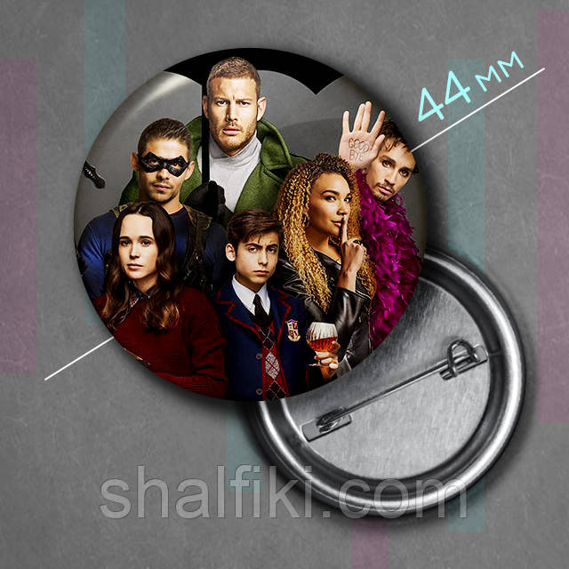 "Академия Амбрелла / Umbrella Academy" значок круглий на булавці Ø44 мм, фото 1