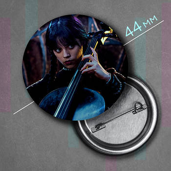 "Венздей Аддамс (Венздей / Wednesday)" значок круглий на булавці Ø44 мм