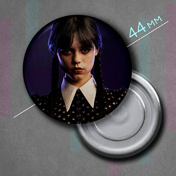 "Венздей Аддамс (Венздей / Wednesday)" магніт круглий Ø44 мм