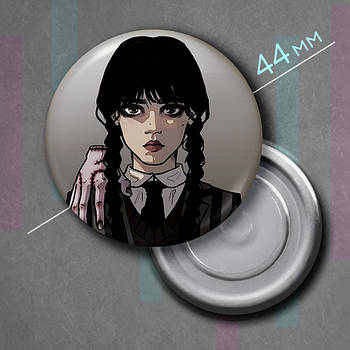 "Венздей Аддамс (Венздей / Wednesday)" магніт круглий Ø44 мм