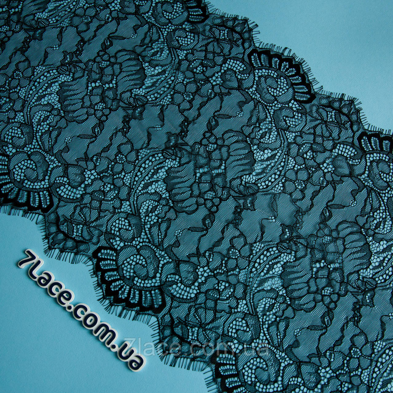 Французское Кружево с Ресничками (шантильи) / Цвет ЧЁРНЫЙ / Ширина 32,5 ...