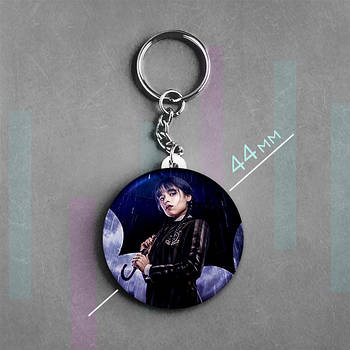 "Венздей Аддамс (Венздей / Wednesday)" брелок круглий Ø44 мм
