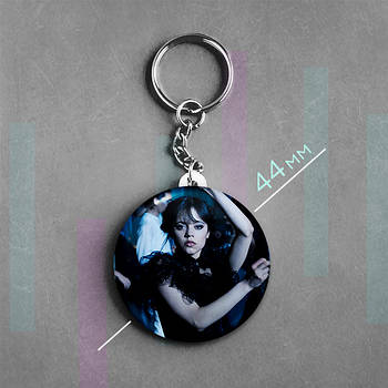 "Венздей Аддамс (Венздей / Wednesday)" брелок круглий Ø44 мм