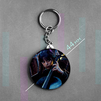 "Венздей Аддамс (Венздей / Wednesday)" брелок круглий Ø44 мм