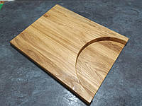 Разделочная доска деревянная 400мм*280мм*35мм с карманом под тарелку дуб-ясень