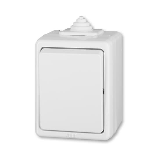 Вимикач 1-кл. кнопка IP44 ABB Praktik Білий (3553-80929 B)