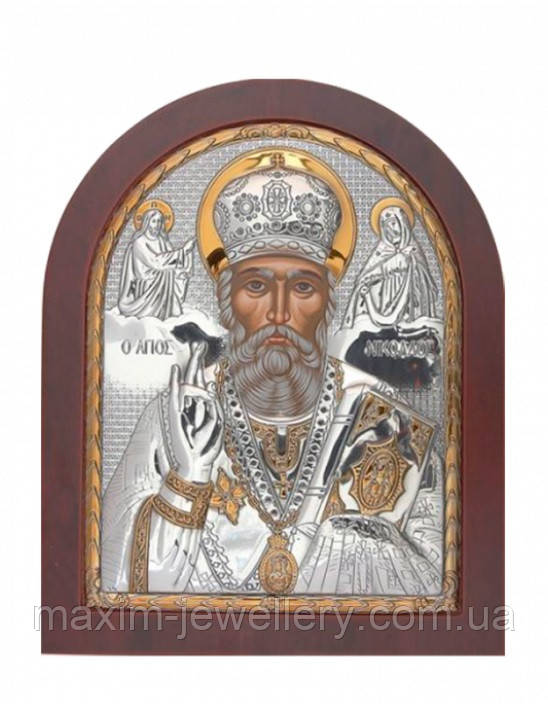 Срібна ікона "Святий Миколай Чудотворець"