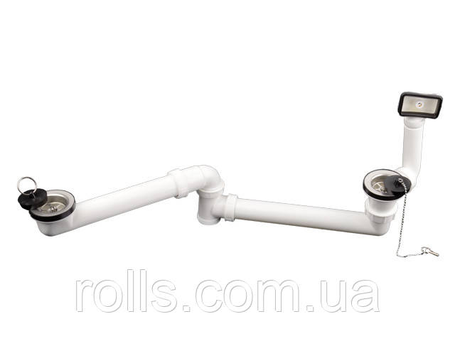 Стічне з'єднання DN40 зі зливом 6/4" та переливом, для здвоєної раковини. HL25U-6/4