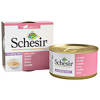 Schesir ЛОСОСЬ в собственном соку (Salmon Natural Style) влажный корм консервы для кошек, банка 85гр