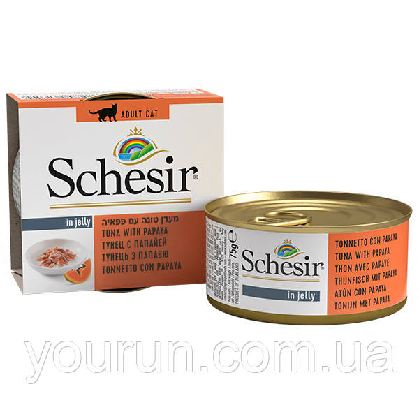 Schesir (Шезір) Tuna Papaya вологий корм для котів тунець з папаєю в желе, банка 75гр