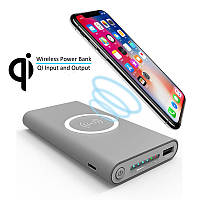 Беспроводная зарядка PowerBank 20000mAh, Тип С, micro USB, Type C Повербанк с беспроводной зарядкой